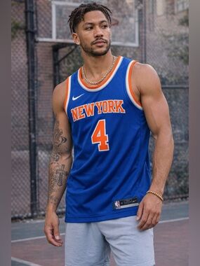 Nike NBA New York Knicks #4 Derrick Rose Swingman Jersey Men’s Small